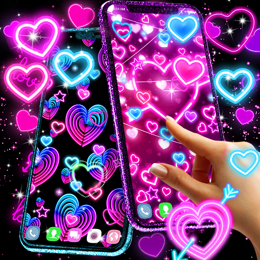 Download Neon hearts live wallpaper 26.0 Apk for android